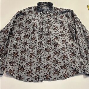 Express Floral Dress Shirt - Gray and Brown